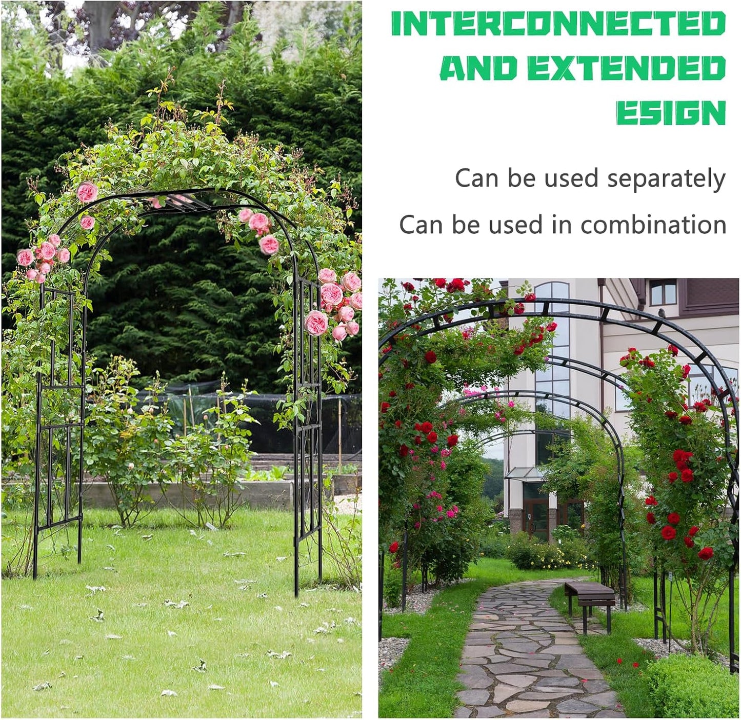 DoCred Large Tall Garden Arch Trellis for Climbing Plants Outdoor, 87in Tall Metal Garden Arbor Wedding Arches for Lawn, Party, Backyard Decoration