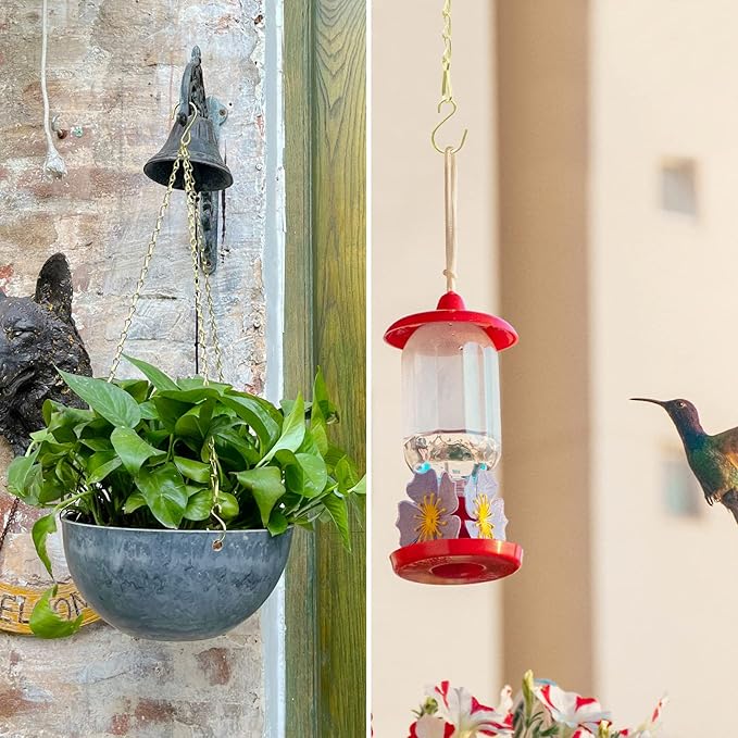 RIFNY Gold Hanging Chains with Hooks, 10 Pieces 20 Inch Chain for Hanging Bird Feeders Planters Baskets Billboards Lanterns Wind Chimes Ornaments Outdoor/Indoor Use (20 inch 10pcs)