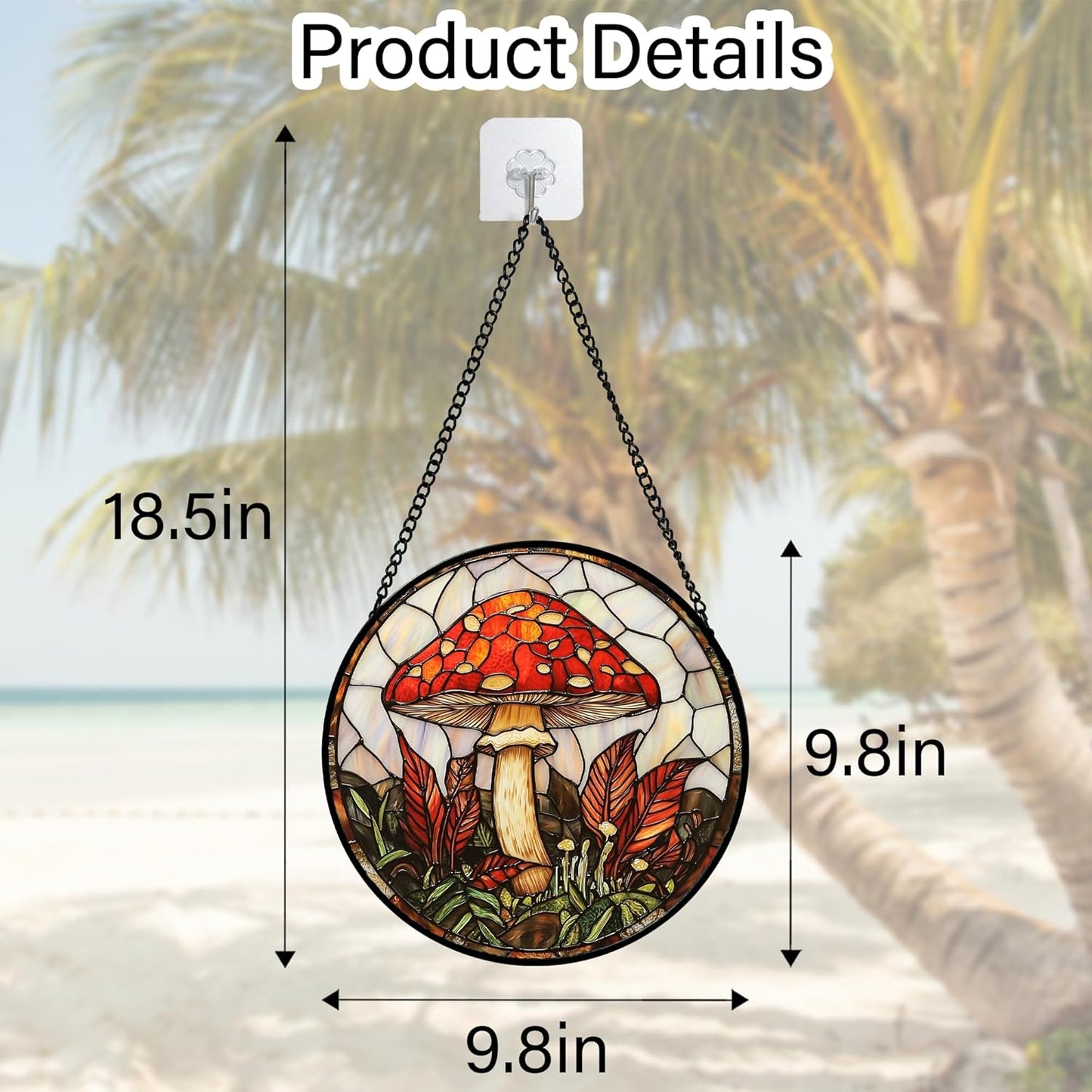 Stained Glass Window Hanging, Big Red Mushroom Suncatcher for Doors Home Sun Catchers Decoration and Christmas, Mother's Day Birthday Gifts for Women, Men, and Mom 9.8 in
