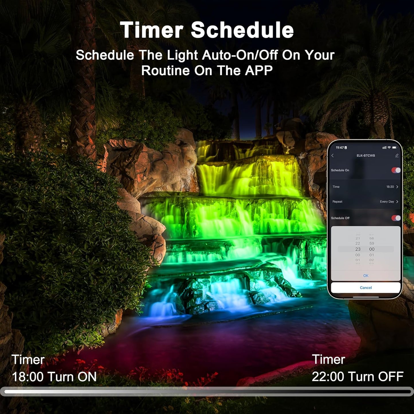 Underwater LED Pond Light with 12V Transformer, 6W Turtle Fountain Light LED Underwater with APP, IP68 Waterproof Underwater Lights for Pond Fountain Waterfall Yard Water Feature, 1 SpotLights