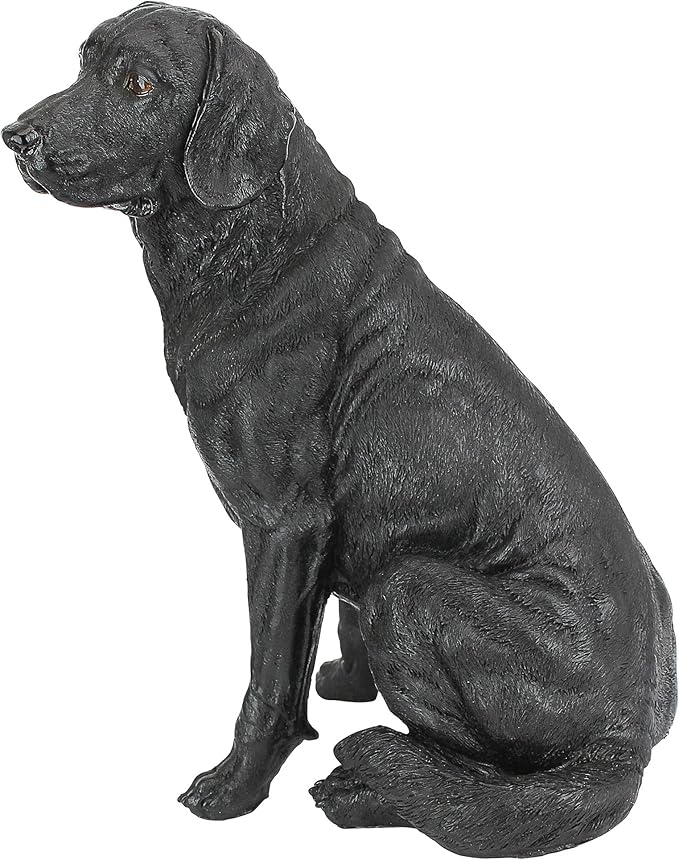 Design Toscano Labrador Retriever Dog Indoor/Outdoor Garden Statue, 9 Inch Wide, 15 Inch Tall, Cast Stone Resin, Black Painted Finish
