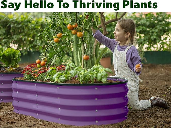 Galvanized Raised Garden Beds Outdoor // 4×2×1 ft Planter Raised Beds for Gardening, Vegetables, Flowers (Purple) // Large Metal Garden Box