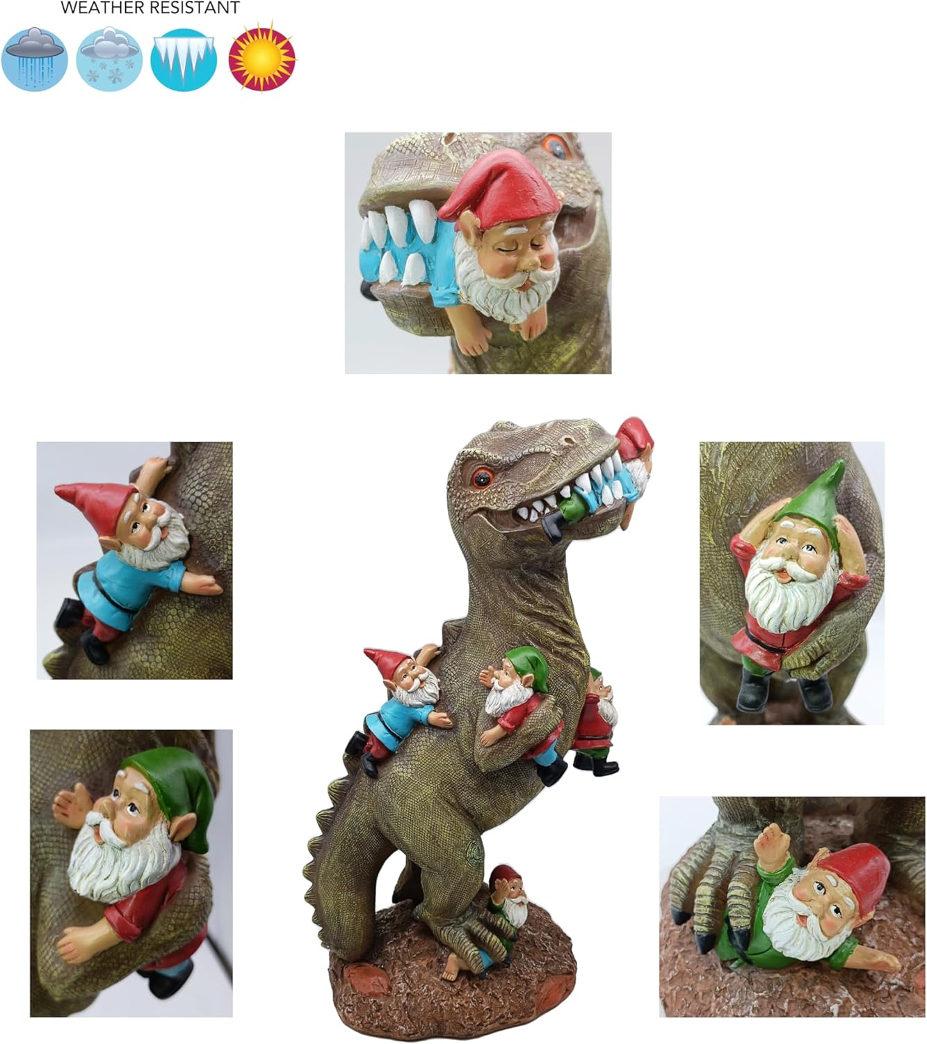 Cute Watchdog 18" Porch Dinosaur Statue Tall Large Strong, Suitable for Big Garden Yard, T Rex Decent Gift Party Décor Resin Funny Gnome Outdoor Indoor, Lawn Sculptures