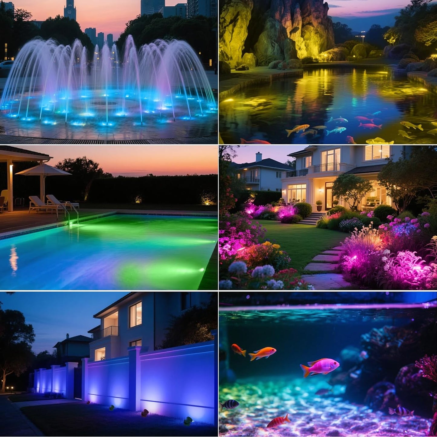 T-SUN LED Pond Light, 5 Head Lamps Submersible LED Pond Lights Color Changing Garden Pond Light with Remote Control, RGB Fish Tank Lights Fountain Spotlight for Garden, Pool, Aquarium Tank(5 Headlamp)