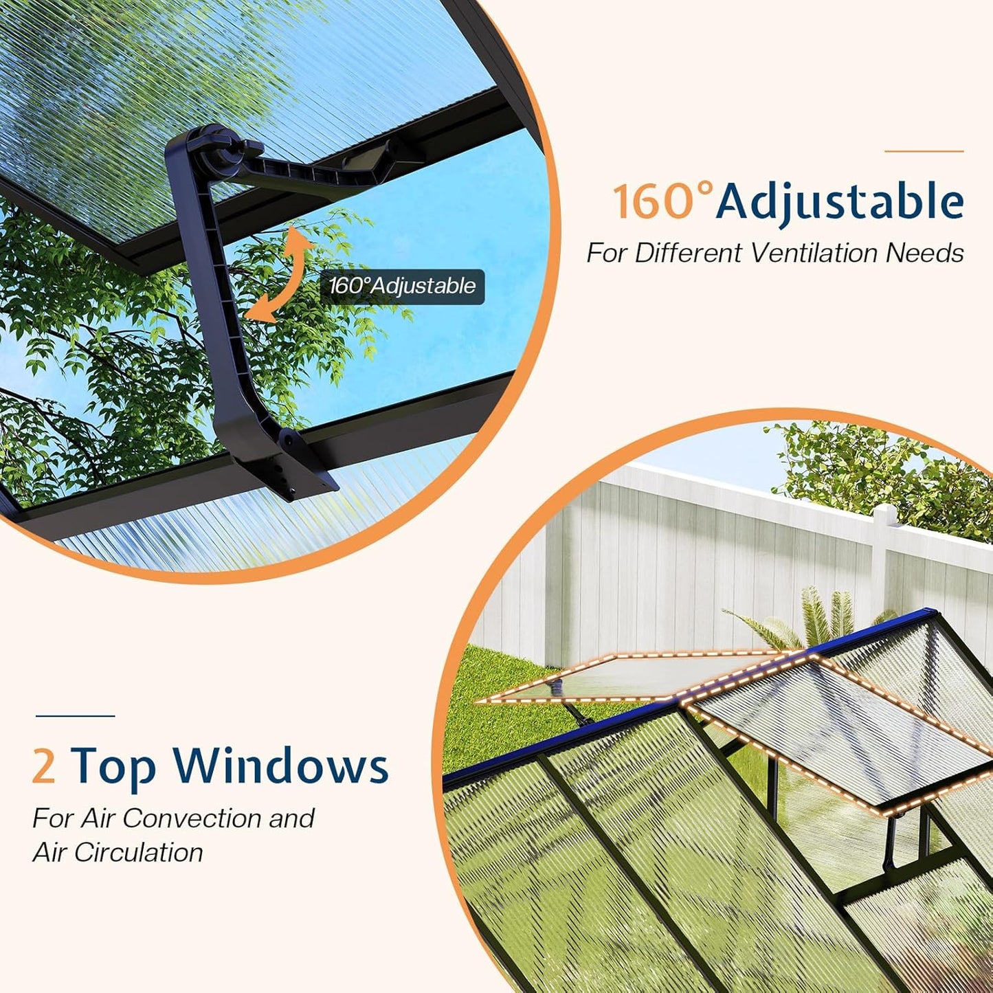 Jocisland 6x12x6.3 FT Polycarbonate Greenhouse for Outdoors with 2 Windows, Dual Swing Doors, Aluminum Walk-in Frame, Heavy Duty Garden Greenhouse for Backyard, Black