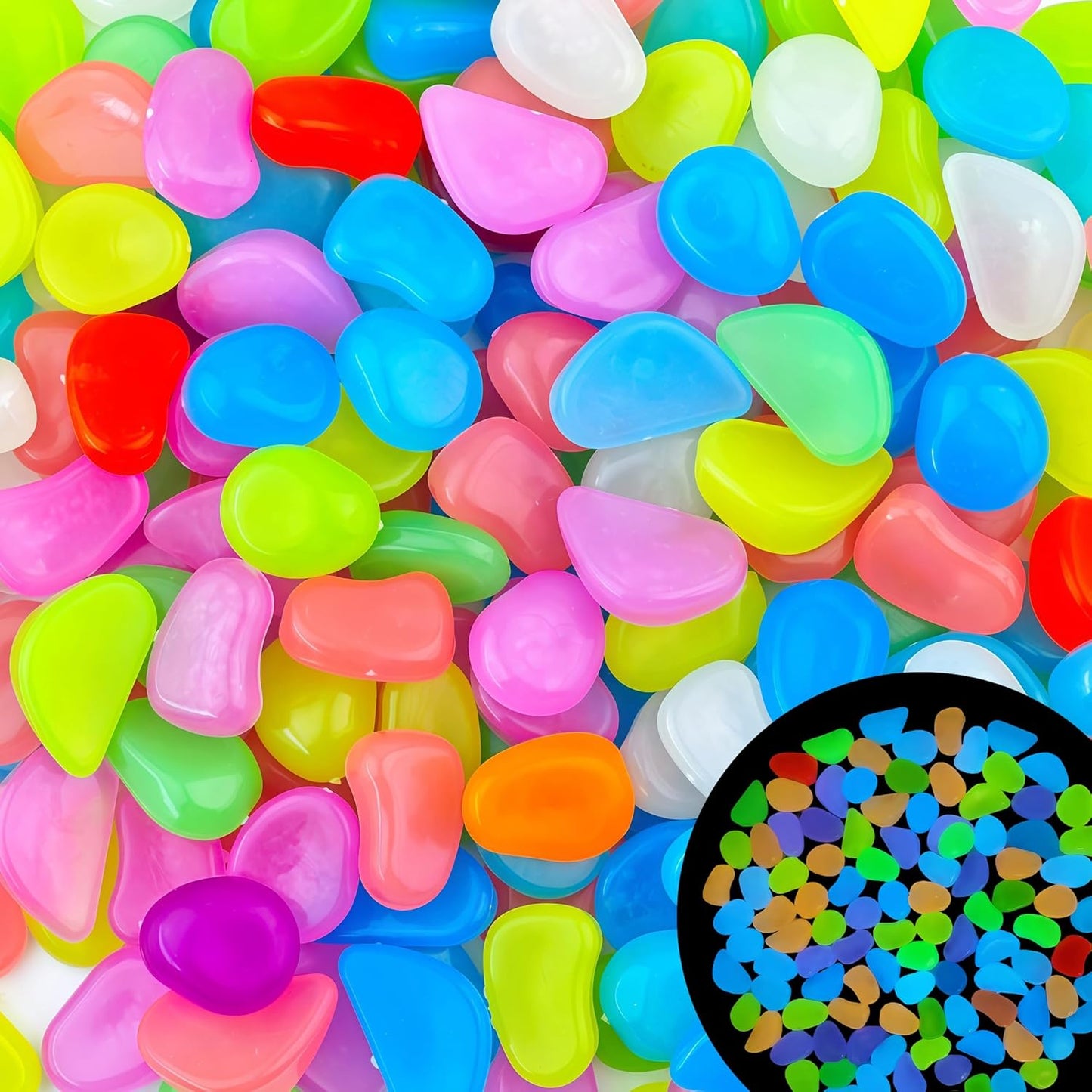 1.4LB 25-27mm Colorful Luminous Stones Fish Tank Glow Rocks Glow in The Dark Rocks Outdoor for Garden Path Walkway Yard Fish Tank Plant Pots