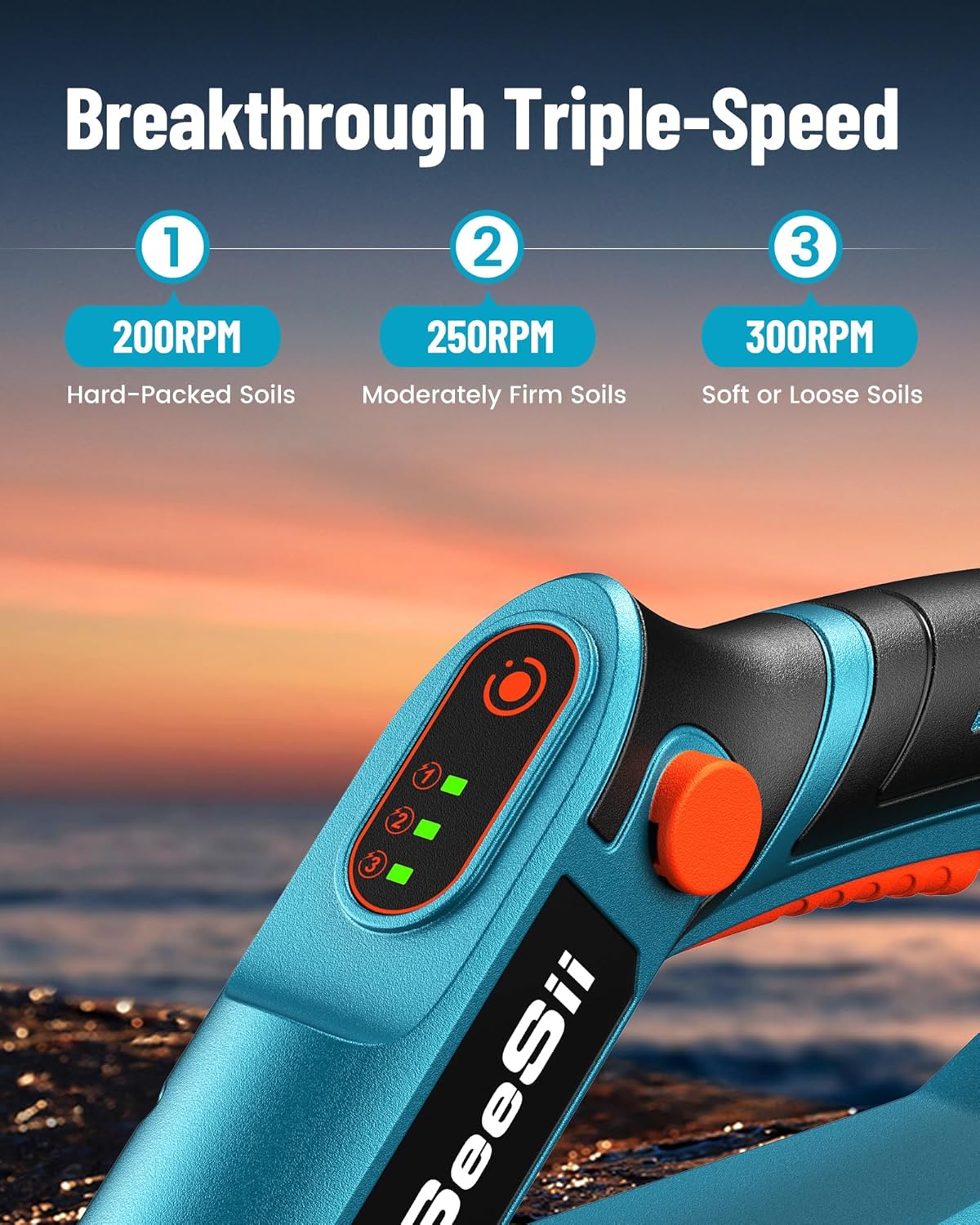 SEESII Electric Tiller for Gardening 300 RPM Rototiller Cordless Cultivator Total 8000mAh Battery Powered Garden Tiller 4 Pcs Blades for Smooth Tilling&Cleaning, Handheld Tiller for Raised Garden Beds