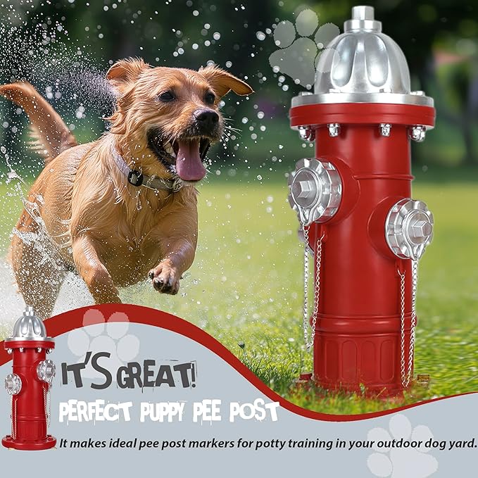 Dog Fire Hydrant Pee Post, Dog Pee Post Training Statue, Resin Fire Hydrant Statue for Dogs to Peed on, Backyard Lawn Decor, Firefighter Gifts for Men (17.5 inch)