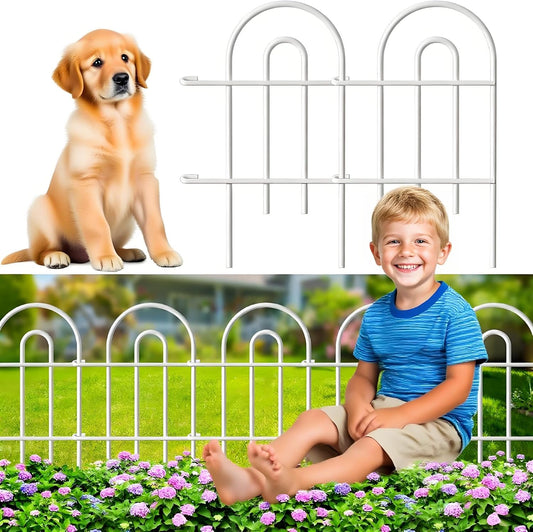 AMAGABELI GARDEN & HOME 25 Panels 24in(H)×35ft(L) Decorative Garden Fences and Borders for Dogs No Dig Rustproof Metal Fence Panel Garden Edging Border Animal Barrier Fencing for Flower Bed Yard White