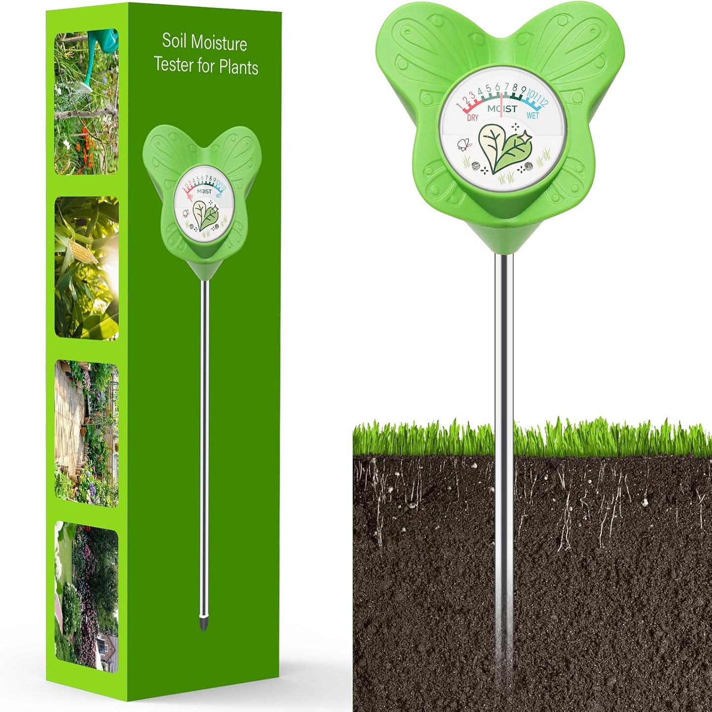 UNIWA Soil Moisture Meter, Plant Water Meter for House Plants and Indoor Potted Plants, Soil Moisture Monitor for Garden, Farm, and Lawn Plant Care,No Battery Needed