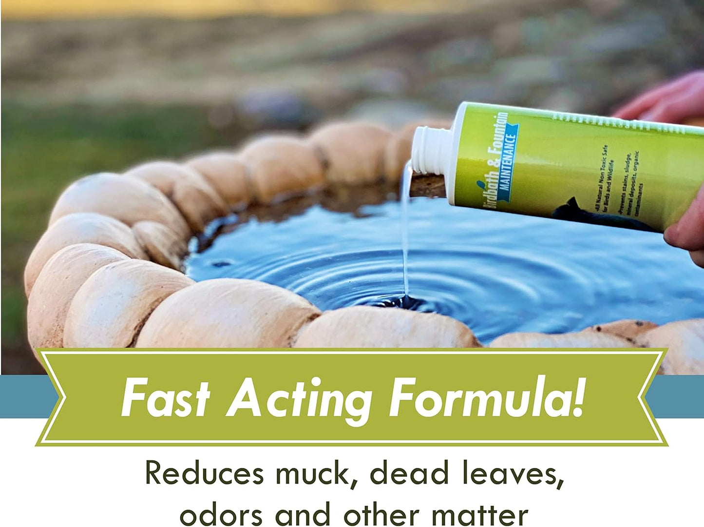 Sanco Bird Bath & Fountain Maintenance, Fast-Acting Enzyme-Based Formula Will Extend The Life of Your Water Feature, Aid in Maintaining a Balanced Ecosystem, 16 oz