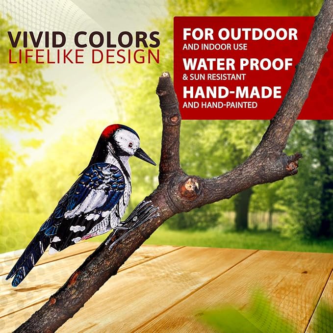 Shefio Woodpecker Gifts - Metal Woodpecker Yard Art - Handmade Outdoor Decor - Backyard & Garden Gifts
