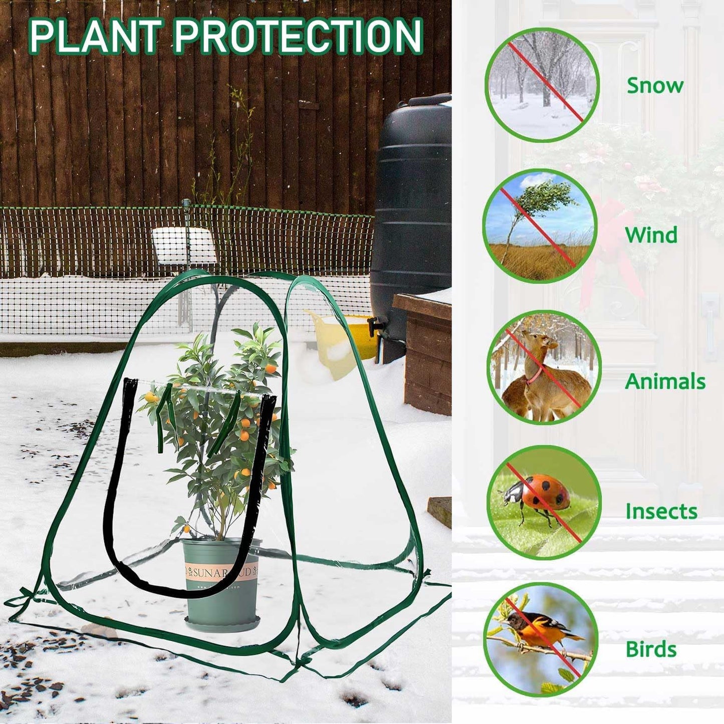Plant Mini Greenhouse Pop Up Transparent Greenhouse Freeze Protection PVC Plant Cover with Roll-up Zipper Entry Doors for Indoor and Outdoor Gardens Protecting Plant from Cold Frost(PVC, 28x28x32in)