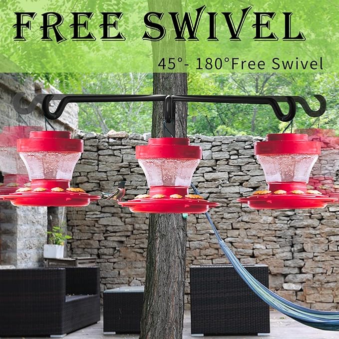 Bird Feeder Hanger,Hummingbird Feeder Hanger,Bird Feeder Hangers for Outside,Plant Hangers Indoor Wall Mount,Hanging Basket Hooks,Plant Hooks & Hangers,45°~180° Rotatable,16 Inch 4 Pack