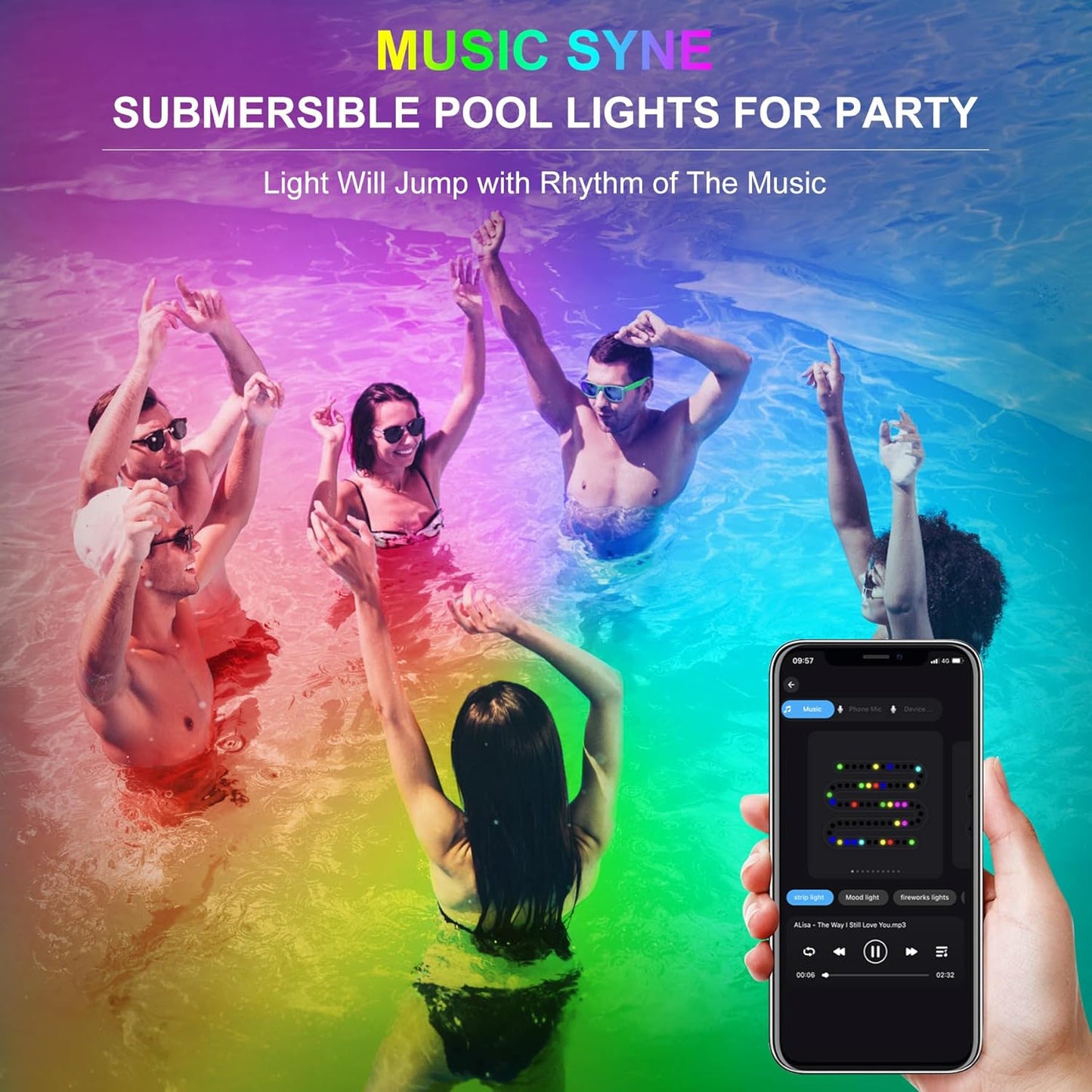 RGB Underwater Pond Lights, Super Bright LED Submersible Fountain Lights Colored Landscape Spotlights, Bluetooth APP Control IP68 Waterproof for Fish Aquarium Tank Garden Yard Pool (Set of 4)