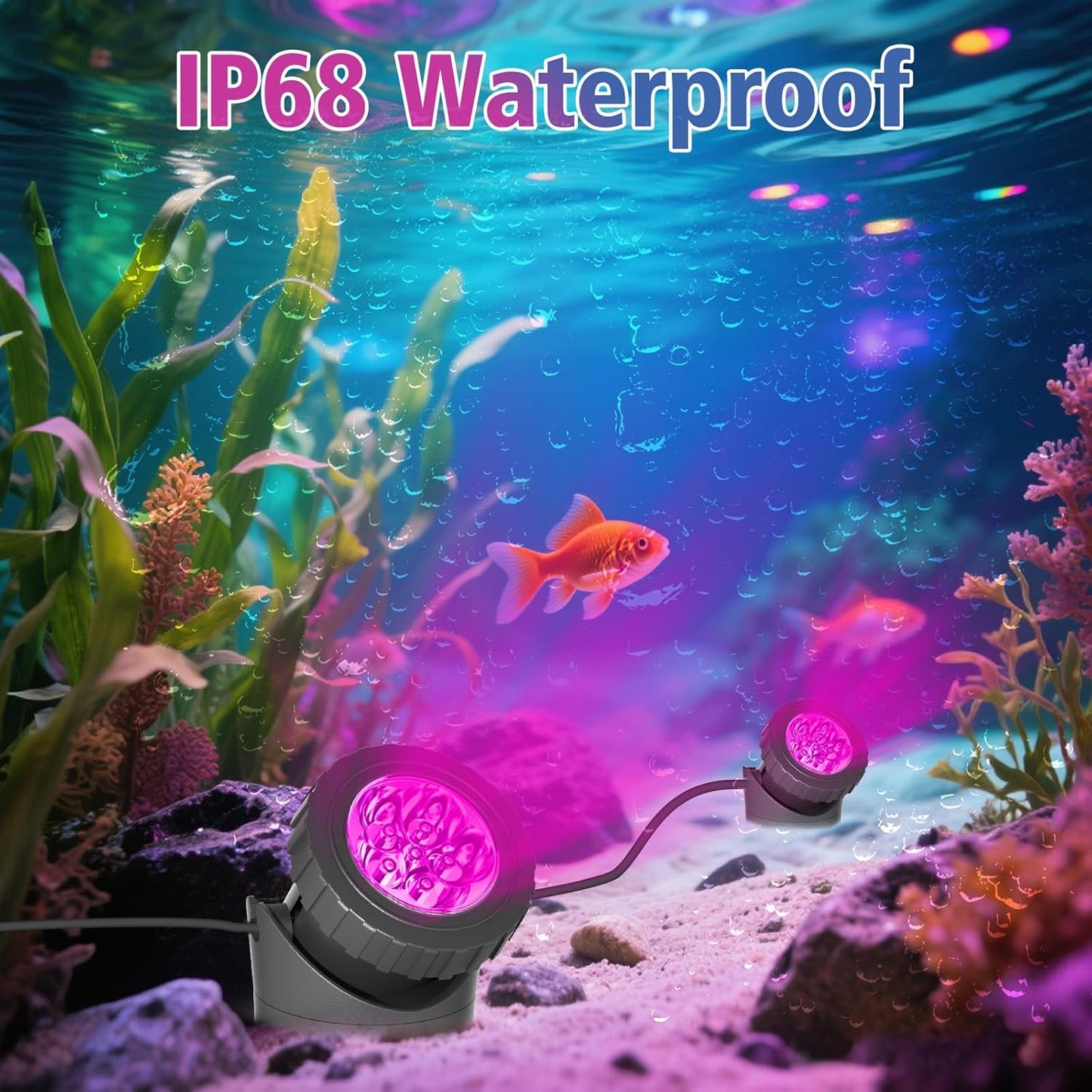 T-SUN LED Pond Light, 3 Head Lamps Submersible LED Pond Lights Color Changing Garden Pond Light with Remote Control, RGB Fish Tank Lights Fountain Spotlight for Garden, Pool, Aquarium Tank(3 Headlamp)