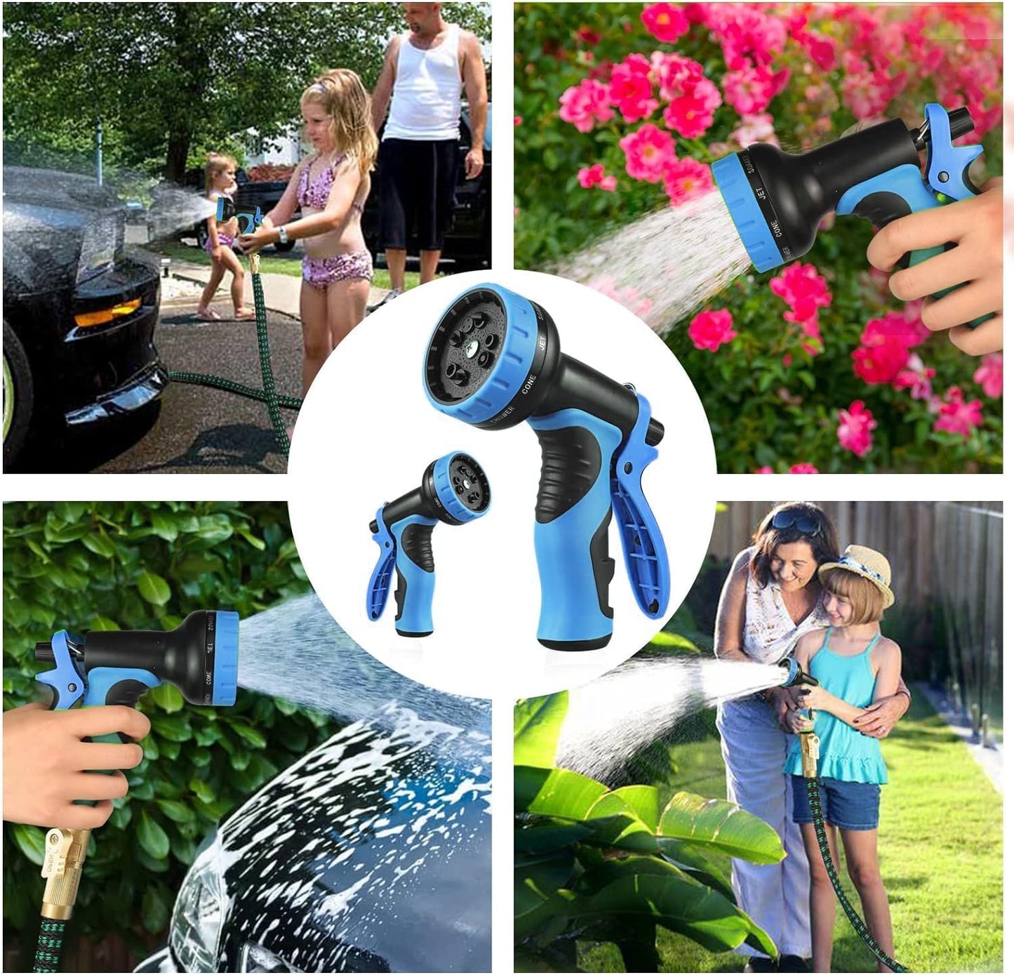 50 ft Expandable Garden Hose - Kink Free Flexible Water Hose 50ft with 10 Pattern Spray Nozzle, 3/4 Solid Brass Connectors, Retractable Latex Core - Lightweight Expanding Hose