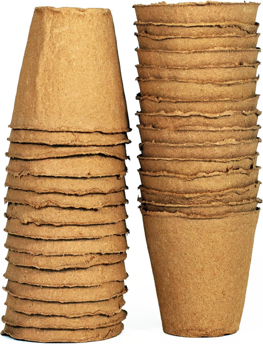 Daniel's Plants 4" Naked Pots | Large Natural Plantable Seed Starter Pots | OMRI-Listed Biodegradable for Seedlings | Enhanced Aeration | Earth Friendly - Peat Free | 30 Pack 4 Inch Round
