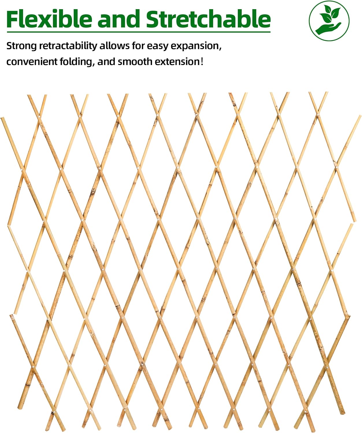 Expandable Bamboo Trellis Fence 48x72 Inch, Plant Support for Climbing Plants, Vines, Ivy, Roses, Vegetables, Cucumbers, Clematis, Garden Fence Indoor Outdoor