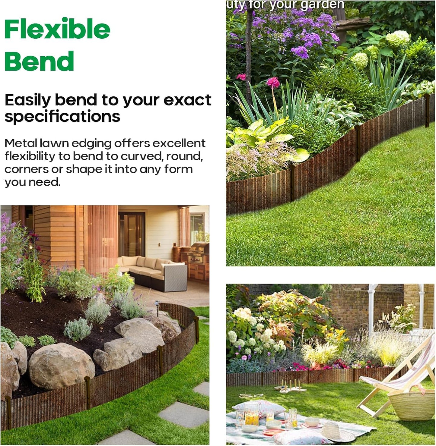 Corrugated Metal Garden Edging, Sturdy Tall Landscape Edging Borders, Perfect DIY for Flower Beds, Lawn and Pathway, Tree Surrounds, Paver Edges (Pre-Rusted, 6"×20FT)