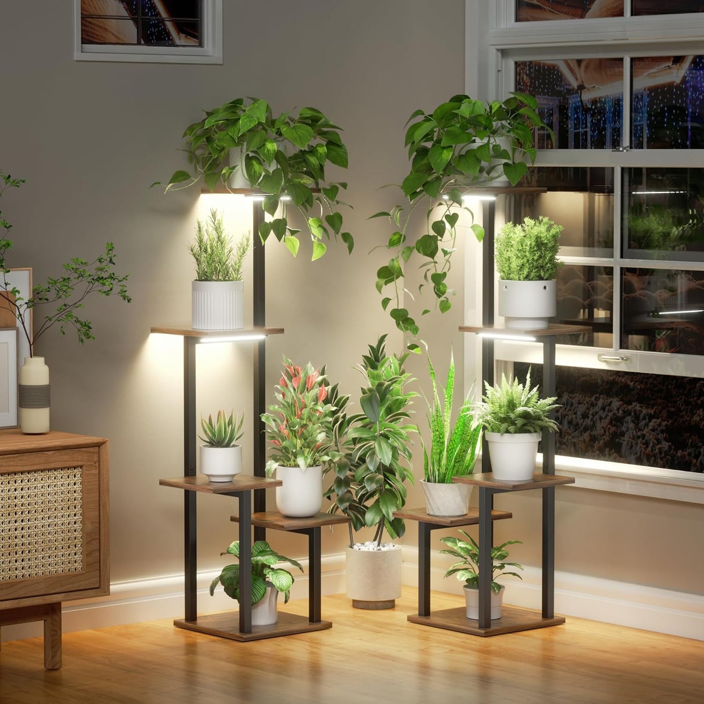 Plant Stand Indoor with Grow Light - 2 Pack Metal Plant Shelf for Indoor Plants Multiple, 5 Tiered Corner Plant Stand Shelves, Plant Rack Display Flower Holder for Living Room Patio Balcony Décor