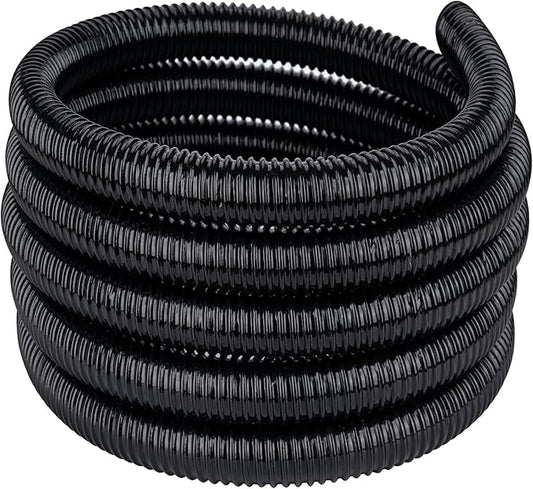 Pond Tubing 3/4” × 20ft- Black Corrugated Flexible PVC Hose, Kinkproof & Strong for Garden Ponds, Waterfall Sump Pump Pond Hose