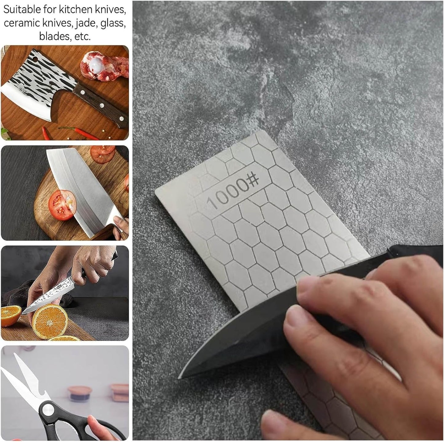 Diamond Sharpening Stone Set,8 Pcs Diamond Lapping Plate Coarse/Medium/Fine Grit Sharpener,240/400/600/800/1000/1500/2000/3000 Grit，Perfect Assistance Sharpener Angle Guide