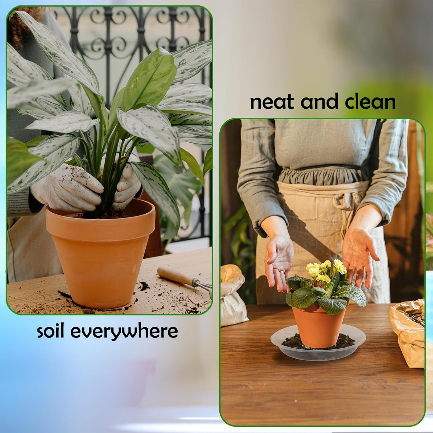 8 Pack 16 Inch Round Plant Saucers for Less 14Inch Pot Indoors Outdoors Plant Trays for Pots Planter Saucer Plastic Plant Drip Tray Flower Planter Water Tray for Potted Plants(Clear, 16"(8pcs))