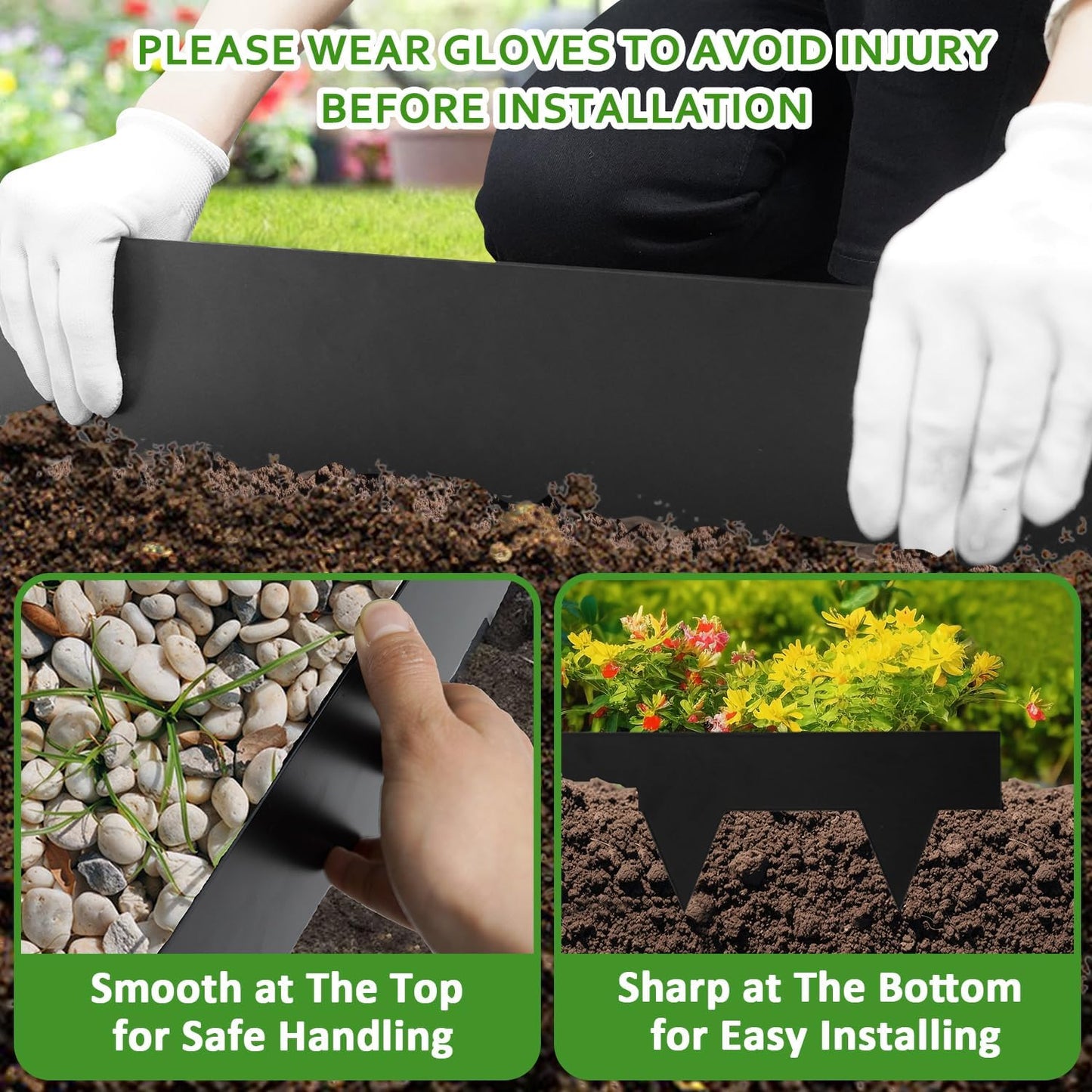 Hugeleaf Metal Landscape Edging, 40” L x 4.5” H Metal Edging for Landscaping with 7Pcs Stakes, Metal Garden Edging Pack of 6 (20 Feet Total Length)