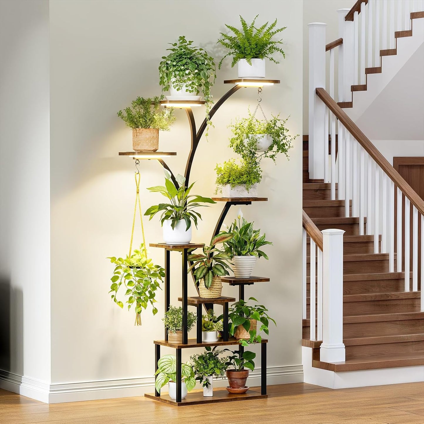 Plant Stand Indoor with Grow Lights, 9 Tiered Tall Plant Shelf Indoor, 63" Corner Plant Stand for Indoor Plants Multiple, Metal Plant Shelves, Large Plant Stands for Home, Patio, Balcony