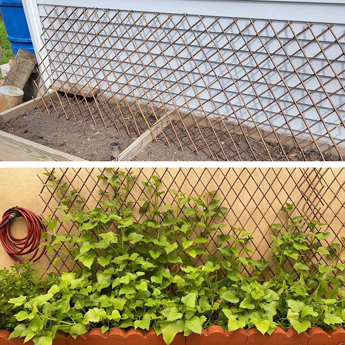 Expandable Willow Trellis for Climbing Plants Outdoors,Nature Garden Fence Lattice Panels for Outside Plant Support for Vine, Ivy, Rose, Cucumbers, Clematis 36x92 Inch(4PC)