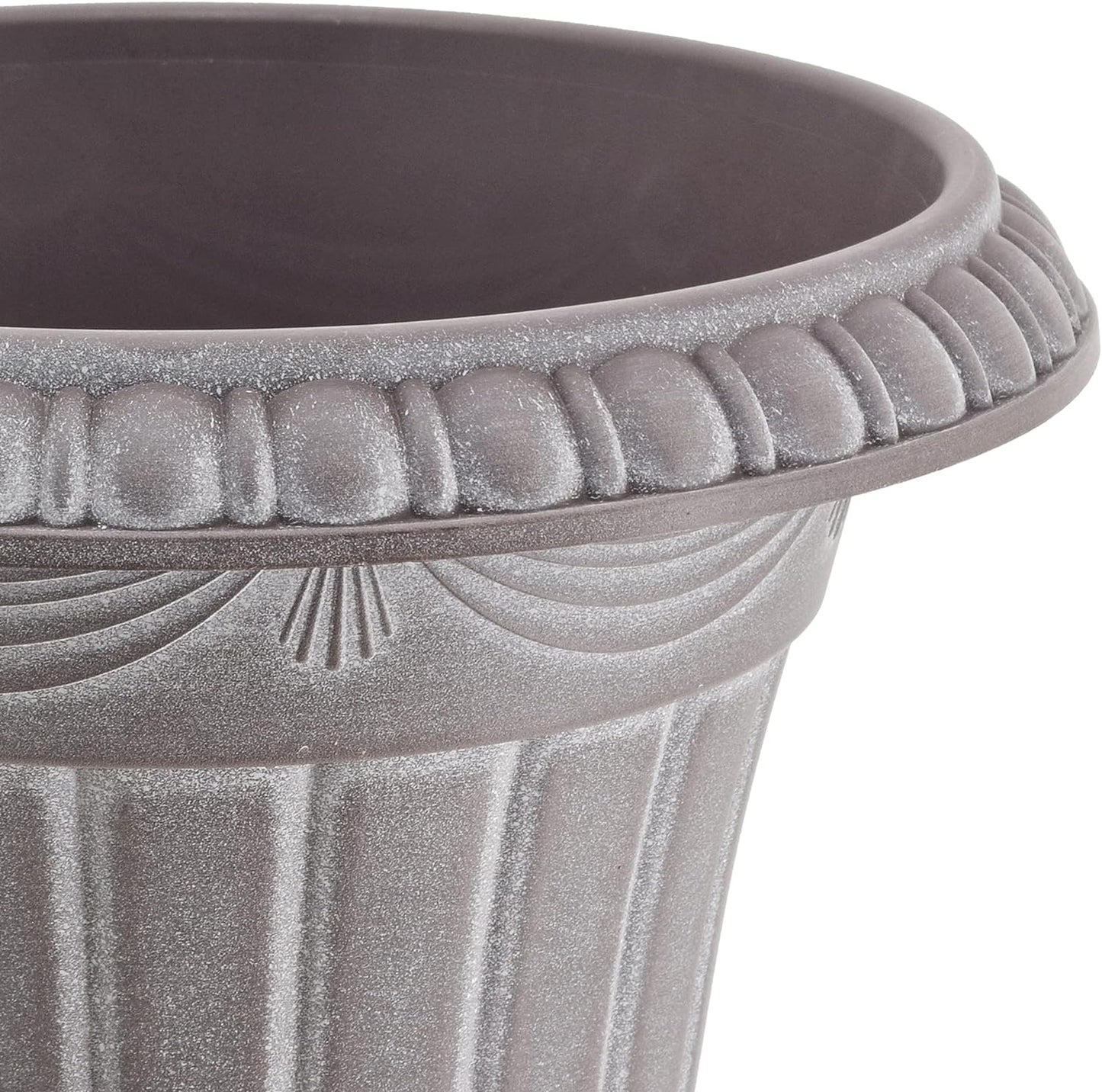 PL10WW Classic Traditional Plastic Urn Planter, 15" x 13", Whitewash