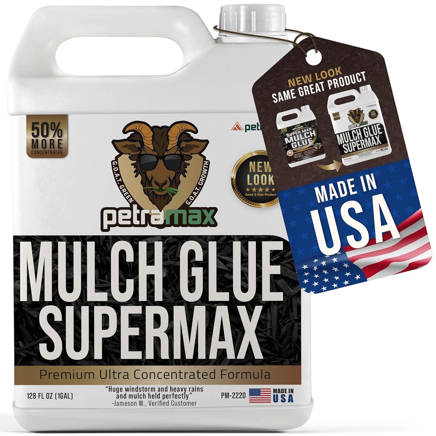 PetraMax Mulch Glue for Landscaping - Max Concentrate, Weed Barrier, Non-Toxic Pea Gravel Binder, Rock & Gravel Stabilizer, Dries Clear (Super, 1G)