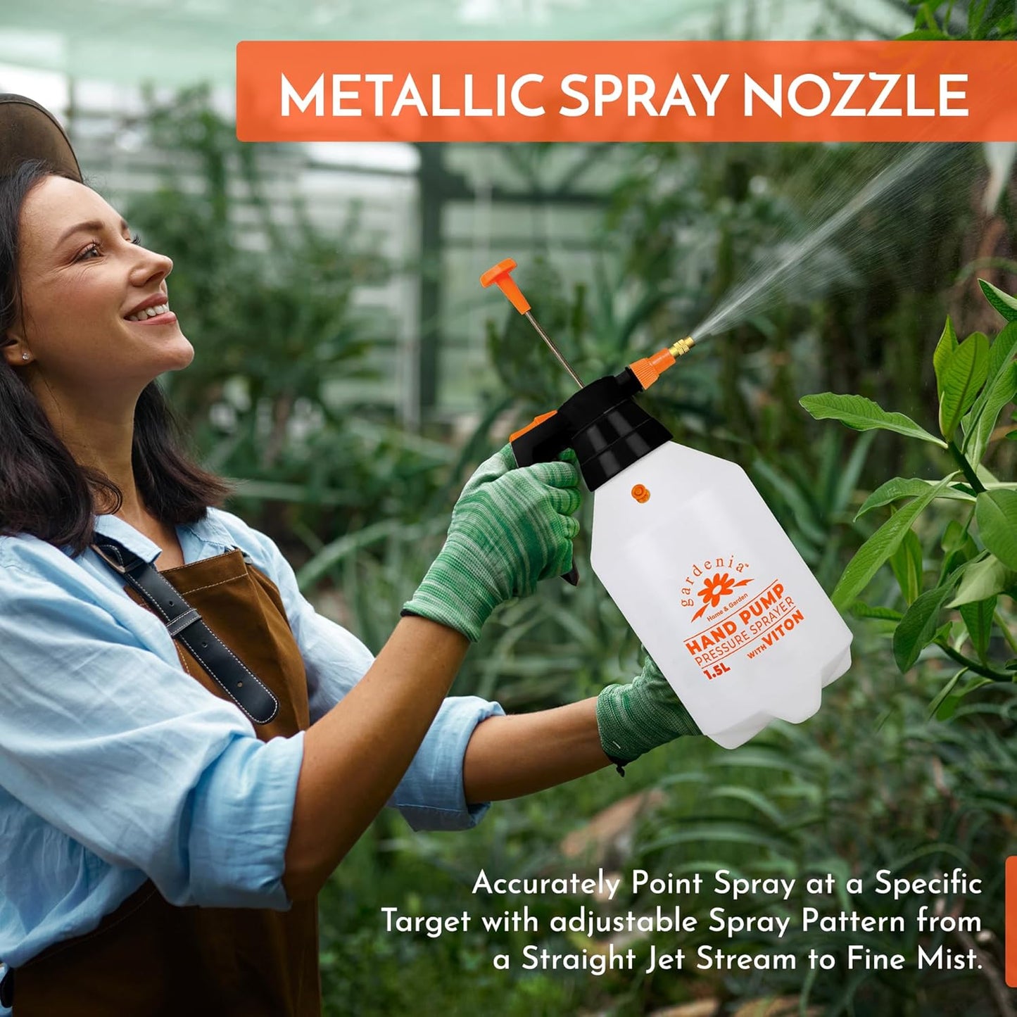 Handheld Pumping Sprayer Viton Seals Sprayers in Lawn and Garden, Spray Bottles for Cleaning Chemical Sprayer Continuous Spray Bottle for Plants 1.5L (0.4 Gal/51oz)