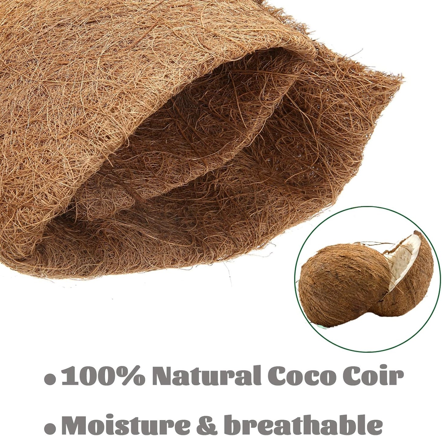 MIOHNAN Natural Coco Coir Fiber Liner Roll Sheet, Coconut Fiber Pad, Coconut Husk Liners Mat for Planters Baskets, DIY Moss Pole - 16x96 inch