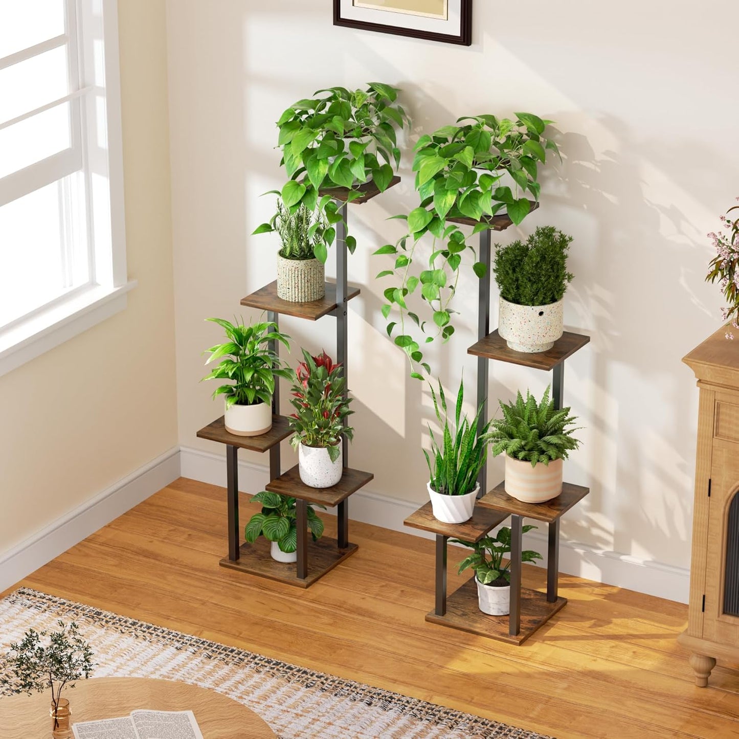 Plant Stand Indoor with Grow Light - 2 Pack Metal Plant Shelf for Indoor Plants Multiple, 5 Tiered Corner Plant Stand Shelves, Plant Rack Display Flower Holder for Living Room Patio Balcony Décor