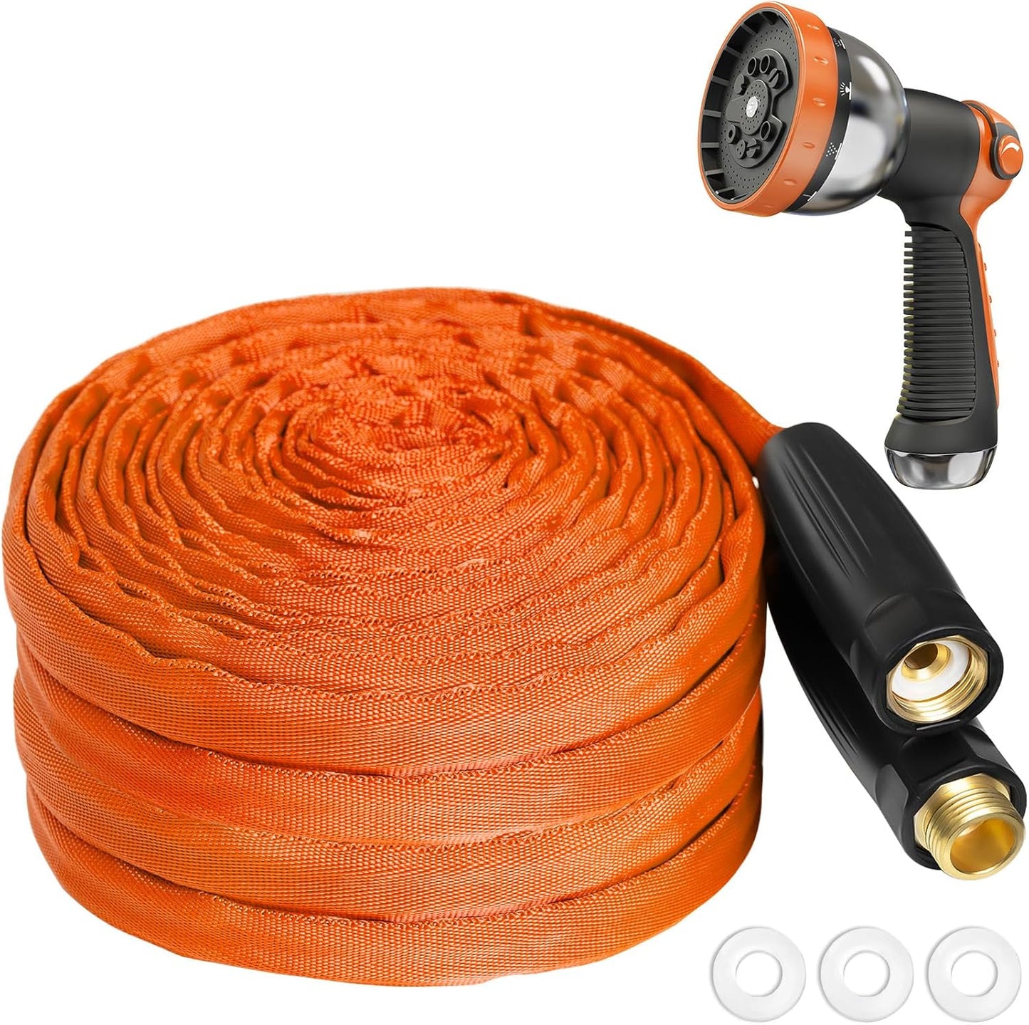 Garden Hose 25ft Made of TPE(Not PVC), with 10 Patterns Sprayer Nozzle, Flexible Water Hose with Swivel-Handle, Solid Brass Fittings, Non-Shrinking, Drinking Water Safe Material, All-weather