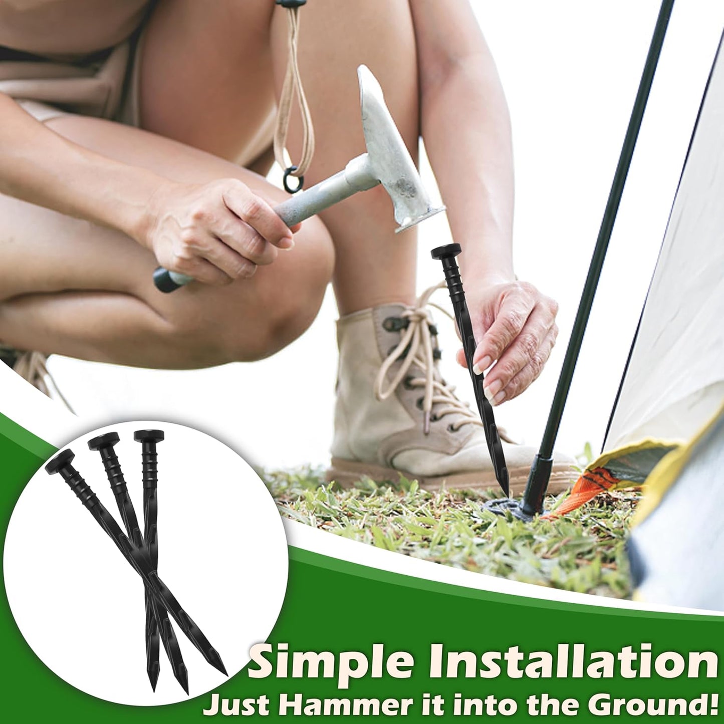 Gardzen 30 pcs Landscape Edging Anchoring Spikes, 6 inches Yard Lawn Paver Edging Stakes for Weed Barrier, Garden Fence, Artificial Turf