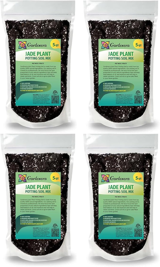 Premium Jade Plant Potting Soil Mix - 20 Quart (4 Bags of 5 Quart)
