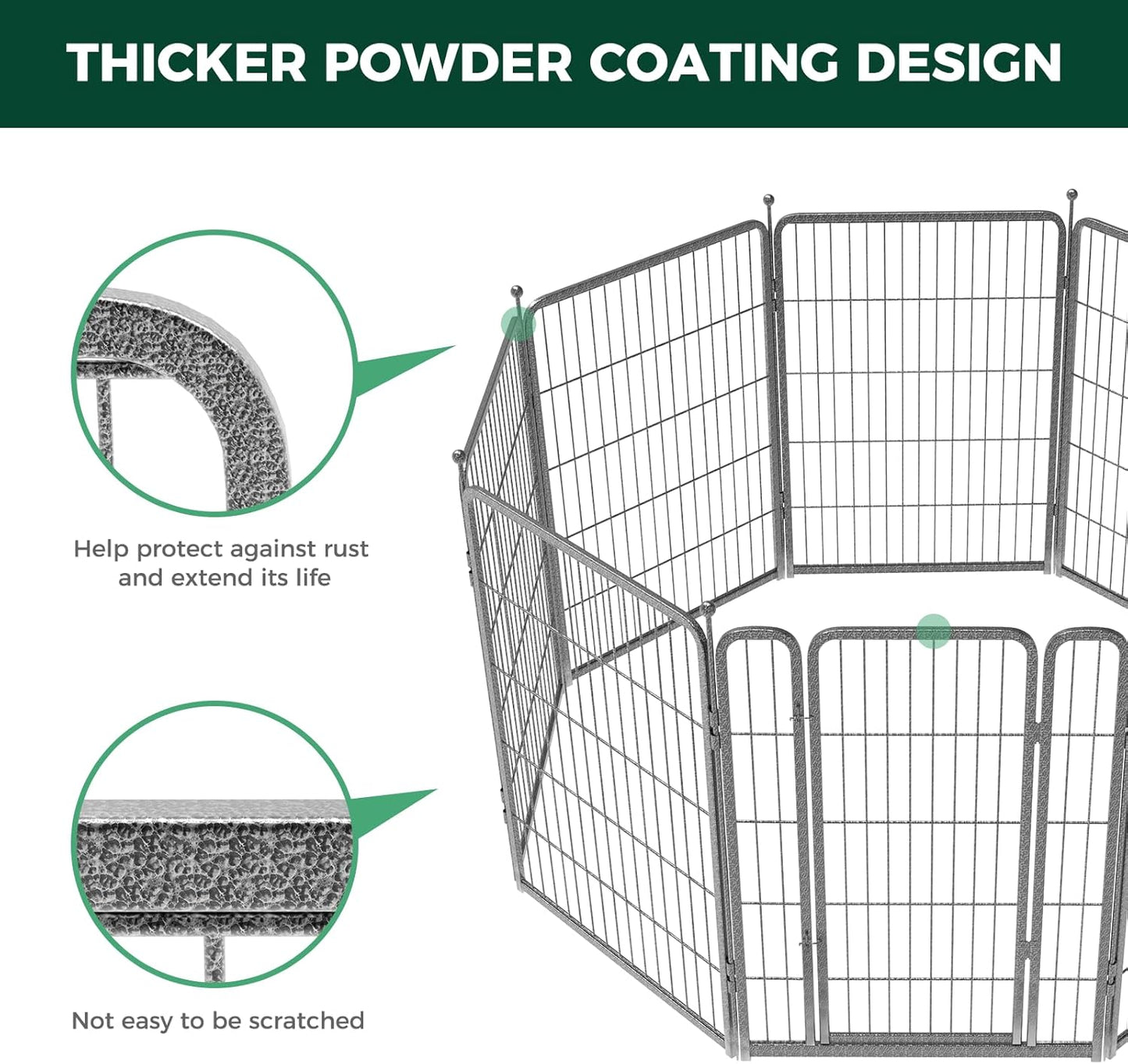 FXW Garden Fence Outdoor for The Yard – 40in(H) x 36.4ft(L) Heavy Duty Metal Animal Barrier for Dog and Rabbit, Decorative Dog Fence, 16 Panels, Silver