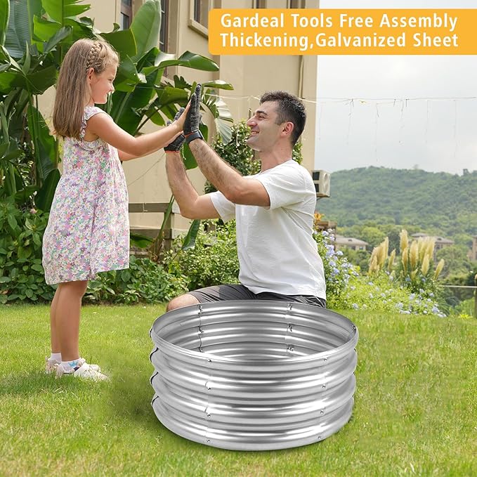 Outdoor Metal Galvanized Raised Planter Box,Rectangular Large Garden Bed Kit for Vegetables, Fruits, Flowers and Herbs 4X2X1 FT (4X4X1)