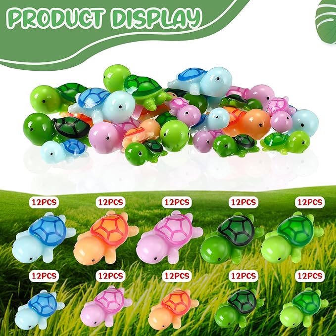 Soaoo 120 Pcs Miniature Sea Turtle Figurine Multicolor Tiny Turtle Statue Mini Sea Creatures Tortoise Miniature Resin Animals for DIY Garden Decoration Cake Home Decor, 2 Sizes (Multicolor)