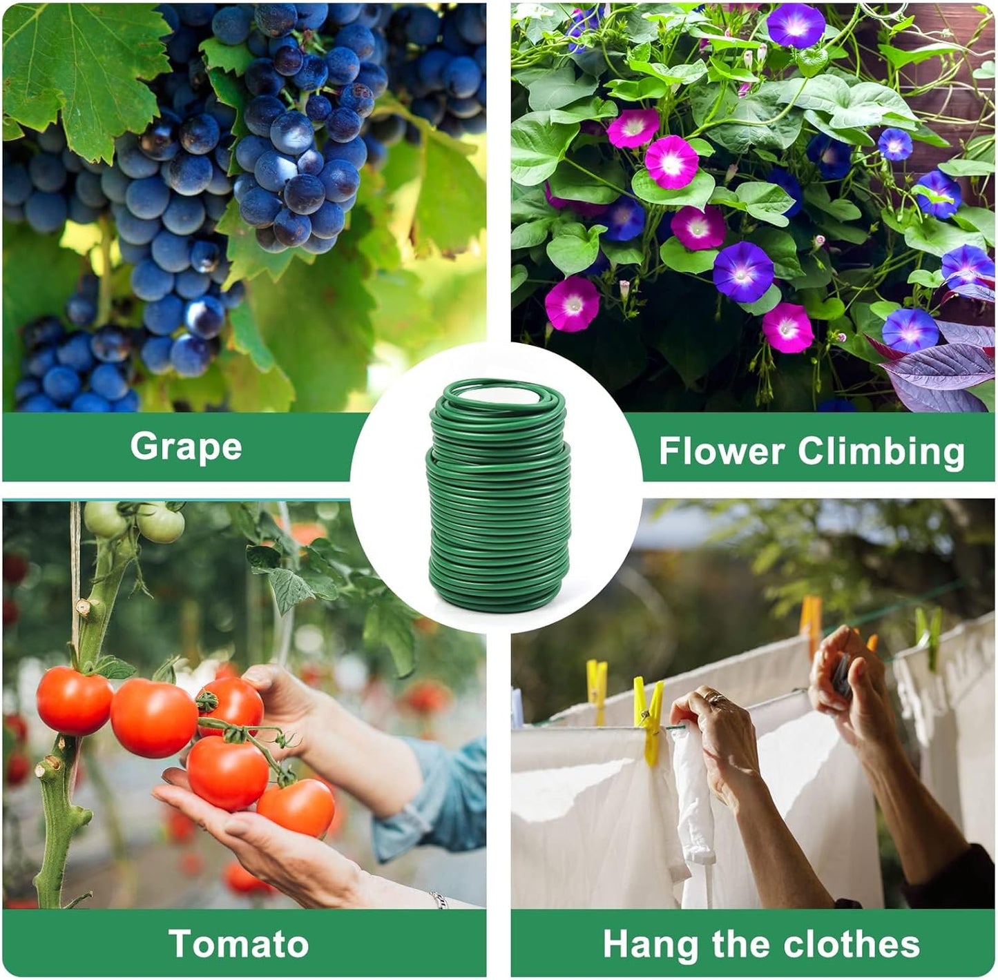 Decoroca Soft Plant Ties for Support - 65.6' Reusable Waterproof Plant Wire, 3.5mm Garden Twist, for Indoor & Outdoor Plants and Home Organizing（1pc/Green）