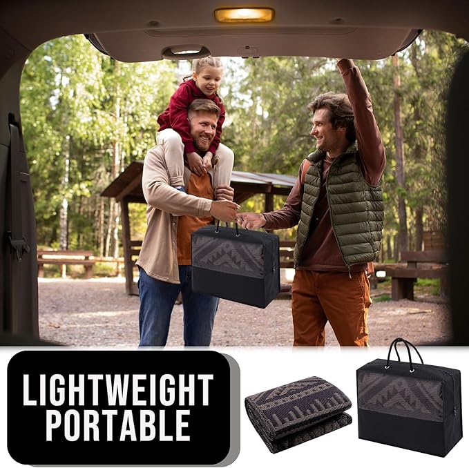 OLANLY Outdoor Rug Waterproof 4x6 ft, Reversible Outdoor Plastic Straw Rug, Boho Patio Rug, Indoor Outdoor Carpet, RV Mat Outside for Patio, Camp, Picnic, Balcony, Deck, Backyard, Black & Brown