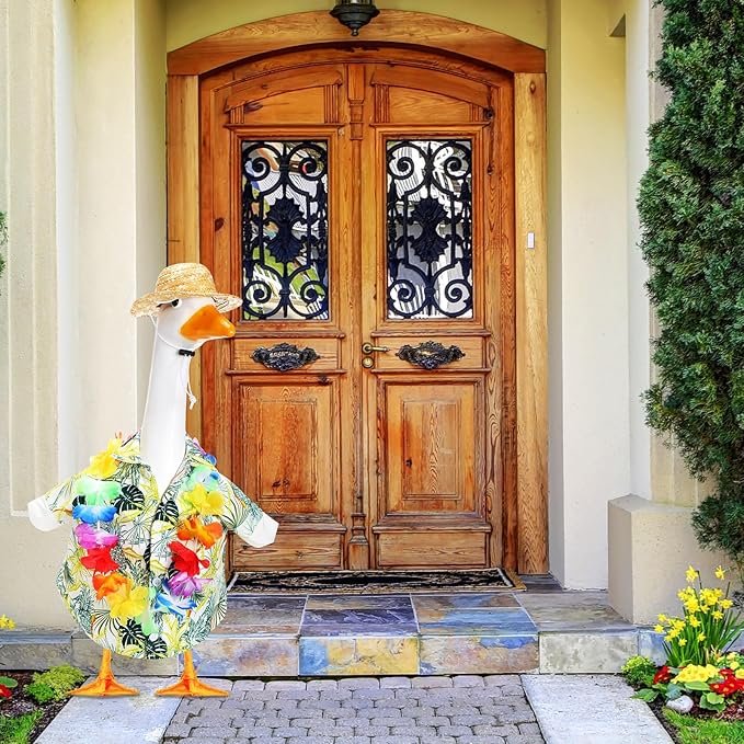 Goose Outfit Lawn Goose Porch Clothing Outfits for Yard Summer Luau 23'' Lawn Outdoor Decoration(Fresh Style)
