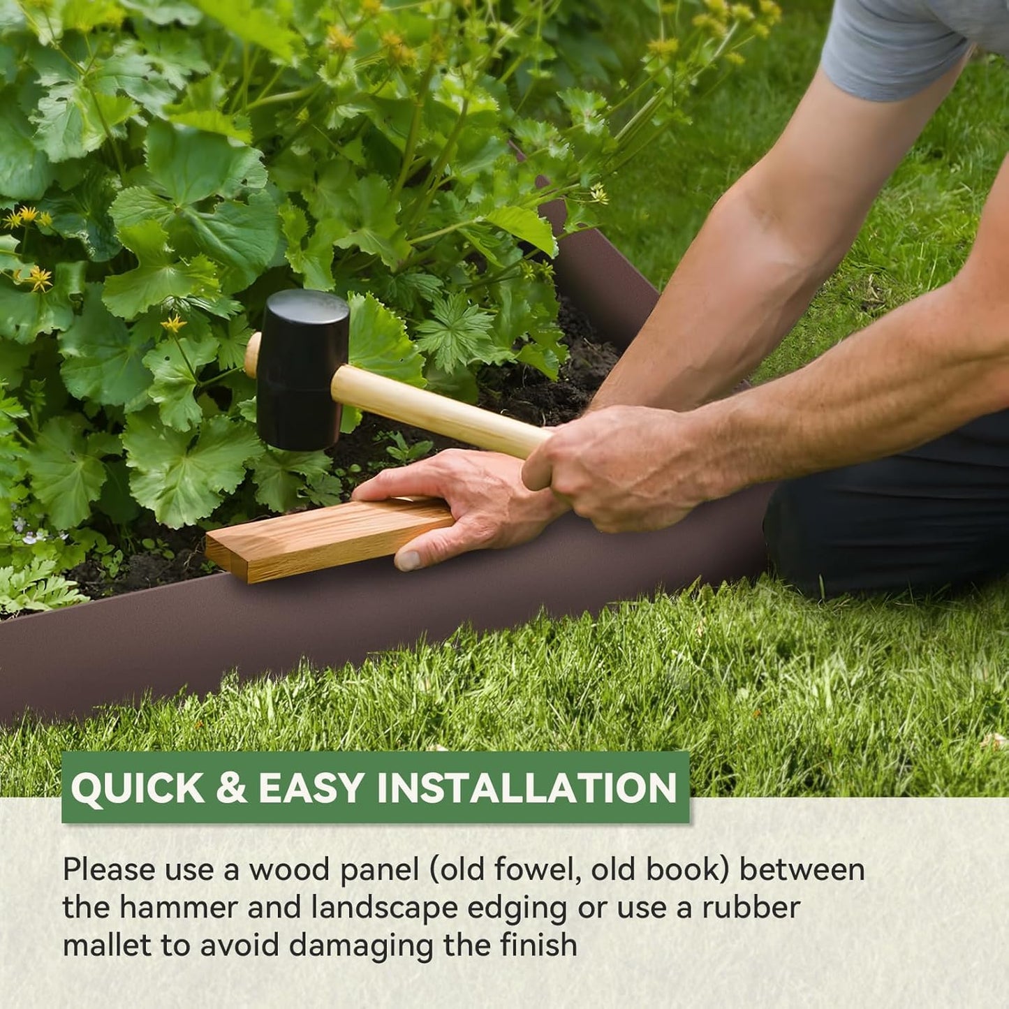 Metal Landscape Edging Kit - 6PCS 40" L x 8" H Each (20ft Total) Galvanized Bendable Garden Edging for Lawn Yard- No-Dig Hammer-in Heavy Duty Metal Edging Border with 6 Clips