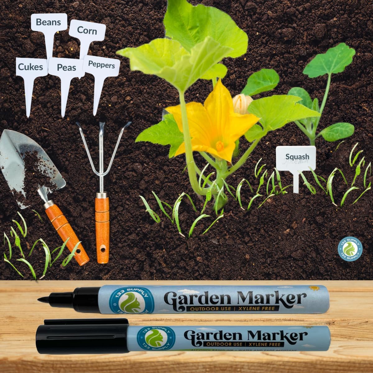 Garden Marker Pen Permanent Markers Black 133 Supply Plant Labels and Garden Marker Pens (100 T-Type Plant Tags (NO Pen))