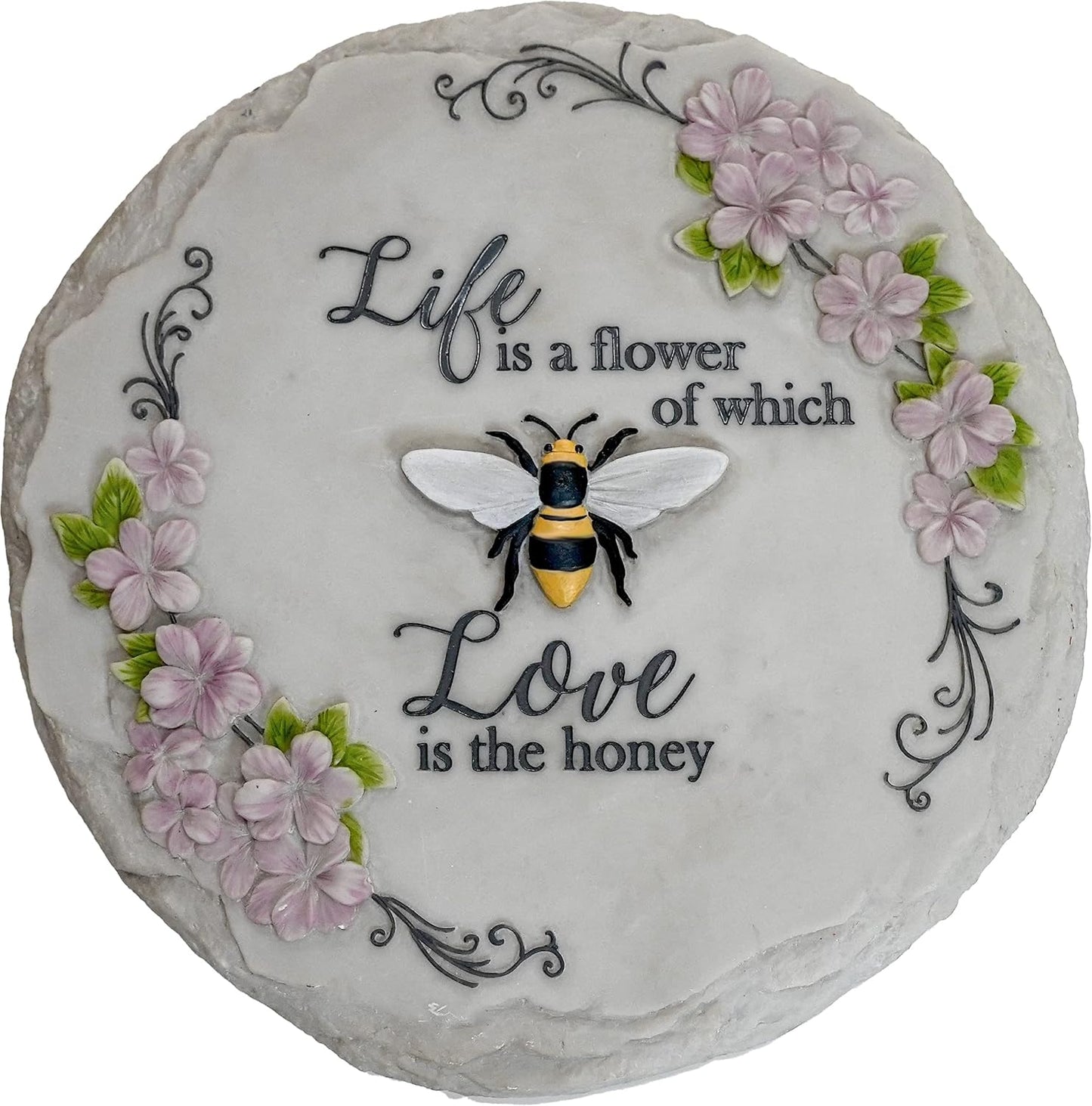 Spoontiques - Garden Décor - Life is Flower Stepping Stone - Decorative Stone for Garden