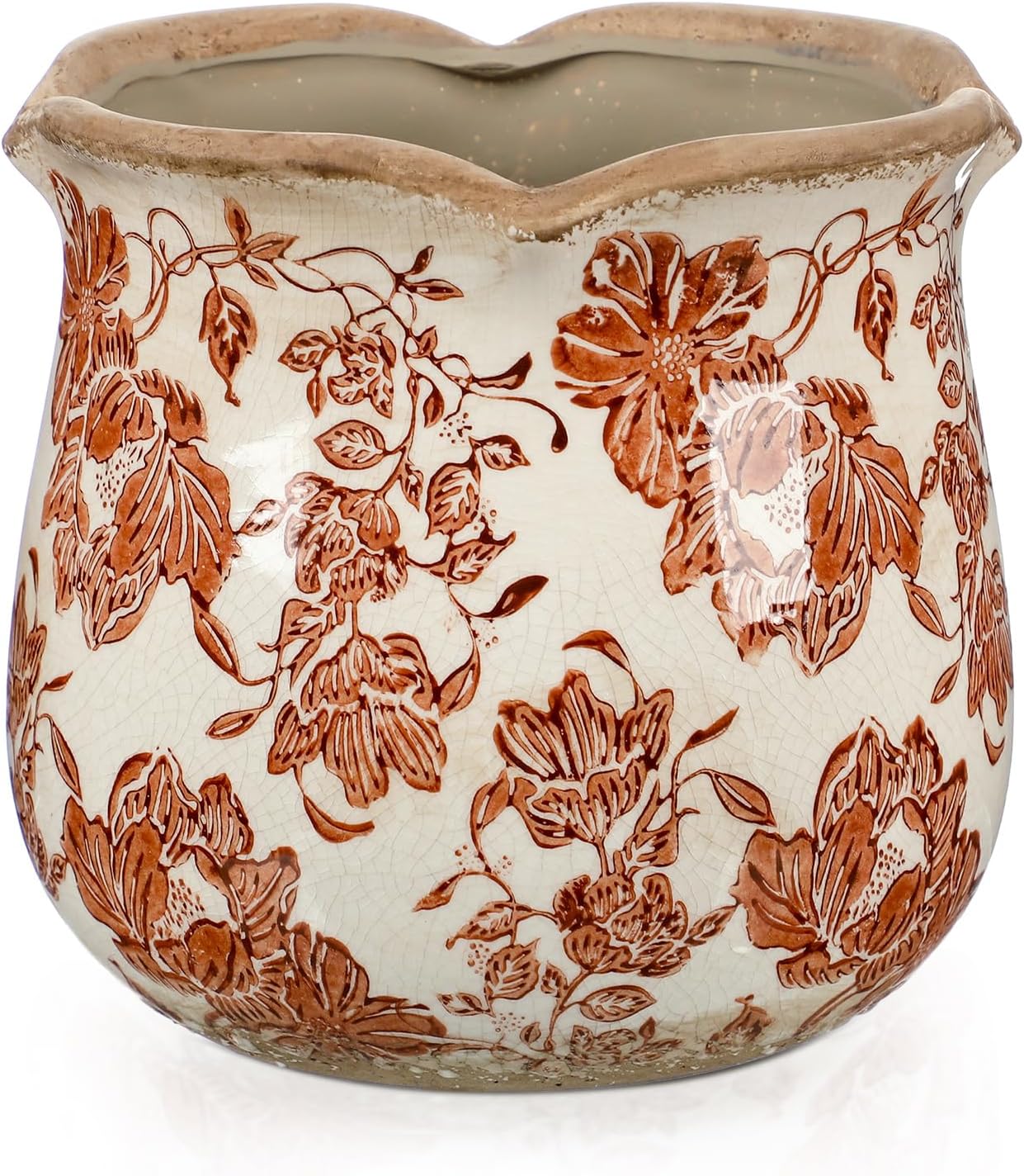 Newtay 6 Inch Ceramic Plants Pots Vintage Ceramic Flower Planters Crackle Glaze Finish Flower Pots Decorative Floral Vintage Planters for Living Room Garden Home Decor Gifts(Fresh)