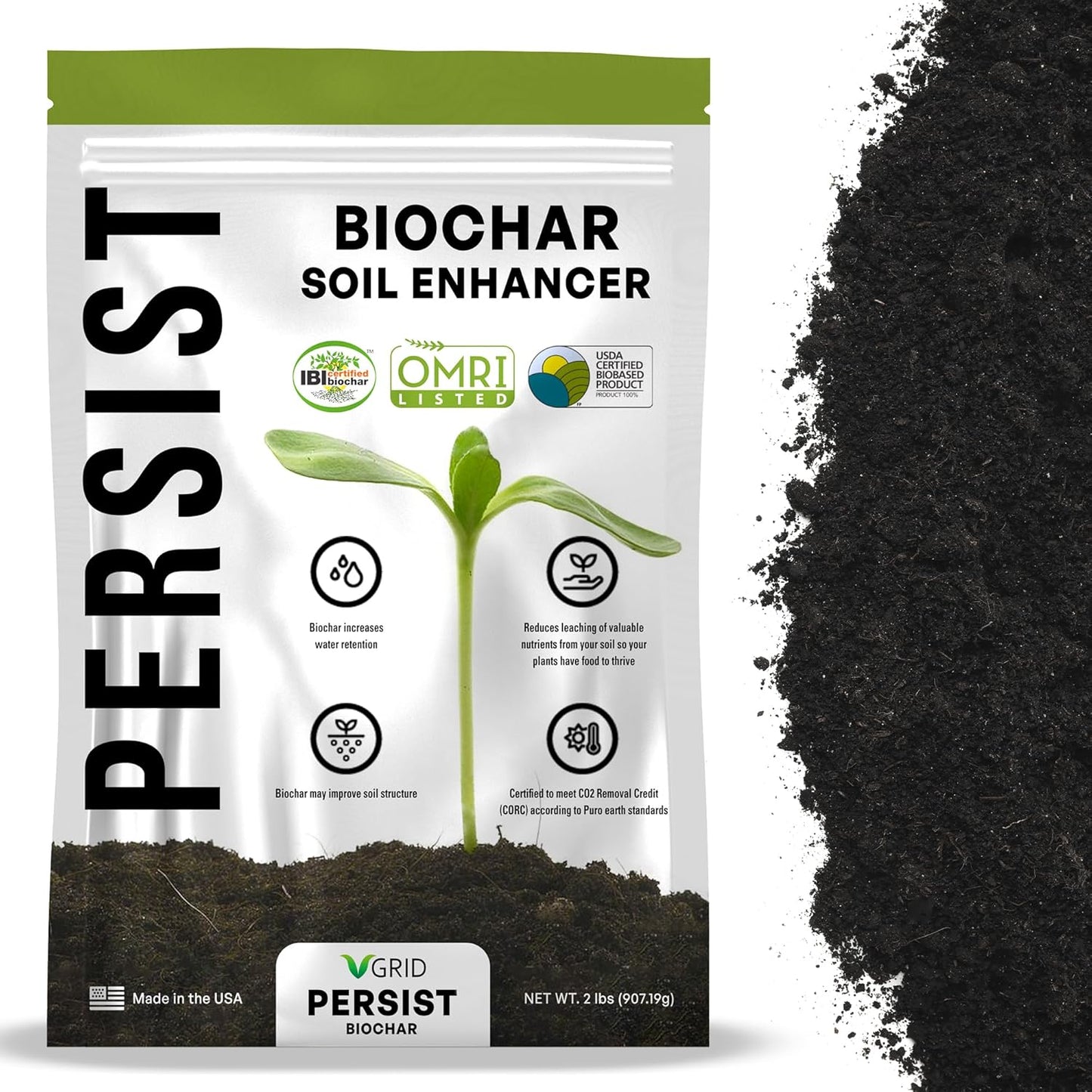 Persist Horticultural Charcoal 3qt Bag, Biochar Soil Amendment for Indoor Plants, Improves Soil for Terrariums, 100% Natural Active Carbon and House Plant Enhancer.